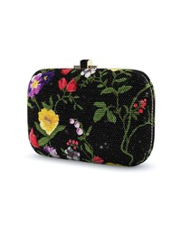 Черный кожаный клатч с цветочным принтом от Judith Leiber Couture