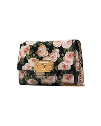 Черный кожаный клатч с цветочным принтом от Dolce & Gabbana