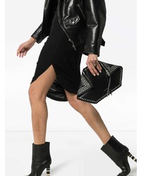 Черный кожаный клатч с шипами от Alexander McQueen