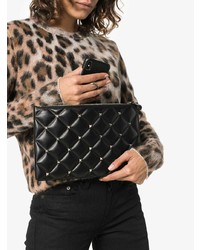 Черный кожаный клатч с шипами от Valentino