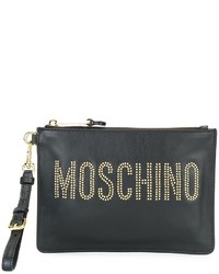 Черный кожаный клатч с шипами от Moschino