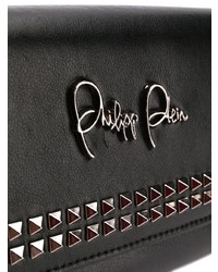 Черный кожаный клатч с шипами от Philipp Plein