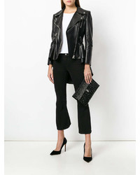 Черный кожаный клатч с шипами от Alexander McQueen