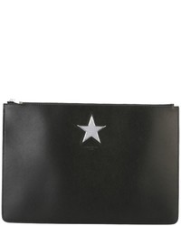 Черный кожаный клатч со звездами