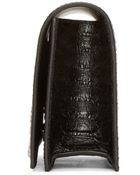 Черный кожаный клатч со змеиным рисунком от Saint Laurent