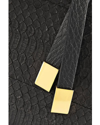 Черный кожаный клатч со змеиным рисунком от Michael Kors