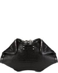 Черный кожаный клатч от Alexander McQueen