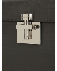 Черный кожаный клатч от Oscar de la Renta