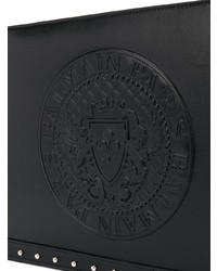 Черный кожаный клатч от Balmain