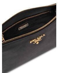 Черный кожаный клатч от Prada