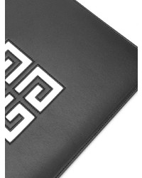 Мужской черный кожаный мужской клатч с принтом от Givenchy