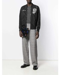 Мужской черный кожаный мужской клатч с принтом от Alexander McQueen