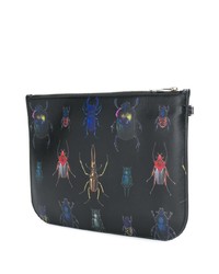 Мужской черный кожаный мужской клатч с принтом от Alexander McQueen