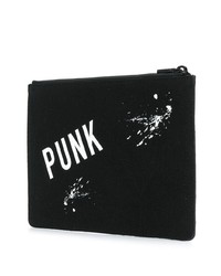 Мужской черный кожаный мужской клатч с принтом от DSQUARED2