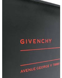 Мужской черный кожаный мужской клатч с принтом от Givenchy