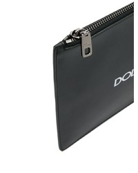 Мужской черный кожаный мужской клатч с принтом от Dolce & Gabbana