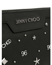 Мужской черный кожаный мужской клатч с принтом от Jimmy Choo