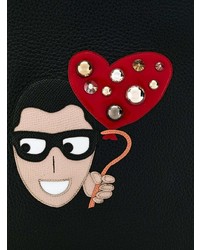 Мужской черный кожаный мужской клатч с принтом от Dolce & Gabbana