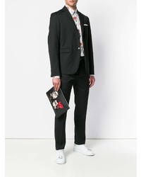 Мужской черный кожаный мужской клатч с принтом от Dolce & Gabbana