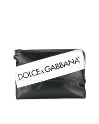 Мужской черный кожаный мужской клатч с принтом от Dolce & Gabbana