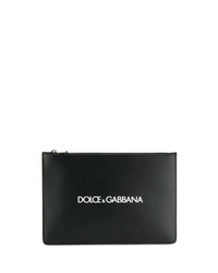 Мужской черный кожаный мужской клатч с принтом от Dolce & Gabbana