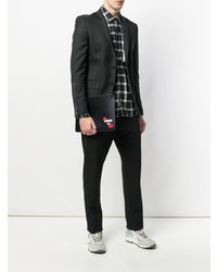 Мужской черный кожаный мужской клатч с принтом от Givenchy