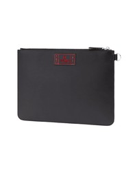 Мужской черный кожаный мужской клатч с принтом от Fendi