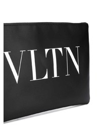 Мужской черный кожаный мужской клатч с принтом от Valentino