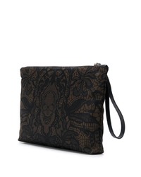 Мужской черный кожаный мужской клатч с принтом от Alexander McQueen