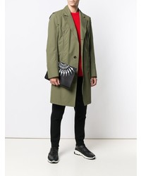 Мужской черный кожаный мужской клатч с принтом от Neil Barrett