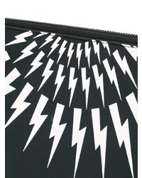 Мужской черный кожаный мужской клатч с принтом от Neil Barrett