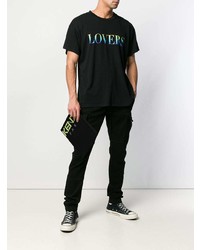 Мужской черный кожаный мужской клатч с принтом от Kenzo