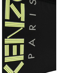 Мужской черный кожаный мужской клатч с принтом от Kenzo