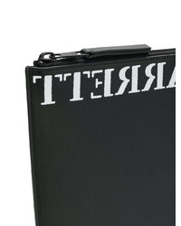 Мужской черный кожаный мужской клатч с принтом от Neil Barrett