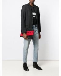 Мужской черный кожаный мужской клатч с принтом от Givenchy