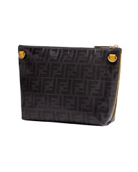 Мужской черный кожаный мужской клатч с принтом от Fendi