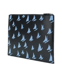 Мужской черный кожаный мужской клатч с принтом от Marni