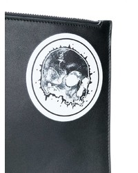 Мужской черный кожаный мужской клатч с принтом от Alexander McQueen