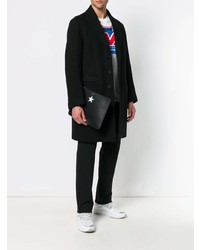 Мужской черный кожаный мужской клатч с принтом от Givenchy