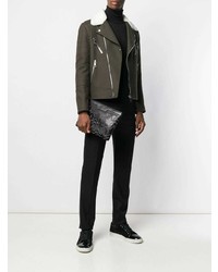 Мужской черный кожаный мужской клатч с принтом от Jimmy Choo