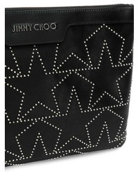 Мужской черный кожаный мужской клатч с принтом от Jimmy Choo