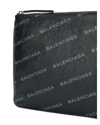 Мужской черный кожаный мужской клатч с принтом от Balenciaga