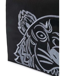 Мужской черный кожаный мужской клатч с принтом от Kenzo