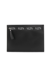 Мужской черный кожаный мужской клатч с принтом от Valentino