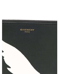 Мужской черный кожаный мужской клатч с принтом от Givenchy