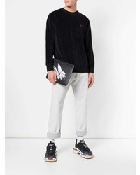 Мужской черный кожаный мужской клатч с принтом от Givenchy