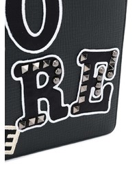 Мужской черный кожаный мужской клатч с украшением от Dolce & Gabbana