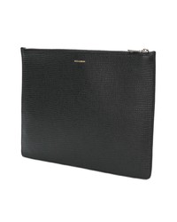 Мужской черный кожаный мужской клатч с украшением от Dolce & Gabbana