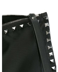 Мужской черный кожаный мужской клатч с украшением от Valentino