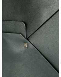 Мужской черный кожаный мужской клатч с украшением от Valentino
